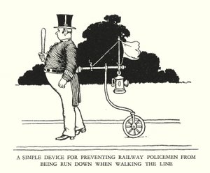 Illustration til Railway Ribaldry af W Heath Robinson (litho) af William Heath Robinson