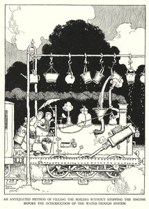 Illustration til Railway Ribaldry af W Heath Robinson (litho) af William Heath Robinson