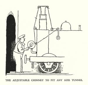 Illustration til Railway Ribaldry af W Heath Robinson (litho) af William Heath Robinson