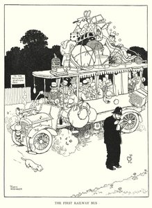 Illustration til Railway Ribaldry af W Heath Robinson (litho) af William Heath Robinson