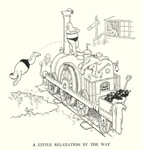 Illustration til Railway Ribaldry af W Heath Robinson (litho) af William Heath Robinson