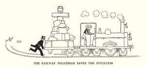 Illustration til Railway Ribaldry af W Heath Robinson (litho) af William Heath Robinson