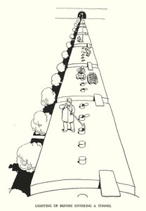 Illustration til Railway Ribaldry af W Heath Robinson (litho) af William Heath Robinson
