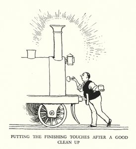 Illustration til Railway Ribaldry af W Heath Robinson (litho) af William Heath Robinson