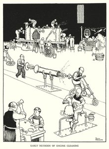 Illustration til Railway Ribaldry af W Heath Robinson (litho) af William Heath Robinson