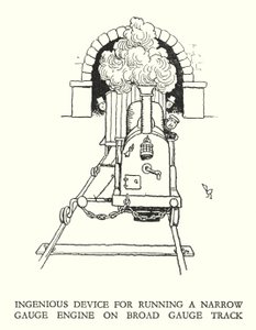 Illustration til Railway Ribaldry af W Heath Robinson (litho) af William Heath Robinson