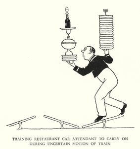 Illustration til Railway Ribaldry af W Heath Robinson (litho) af William Heath Robinson