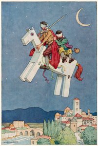 Illustration til Don Quixotes eventyr (farve litho) af William Heath Robinson
