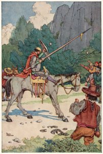Illustration til Don Quixotes eventyr (farve litho) af William Heath Robinson