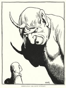 Straks dukkede ånden op (gravering) af William Heath Robinson