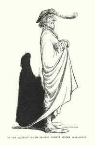 I denne udrustning præsenterede han sig for Pantagruel (litho) af William Heath Robinson