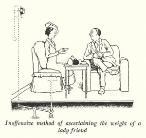 Inoffensive metode til at fastslå vægten af en veninde (litho) af William Heath Robinson