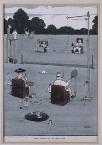 Plænetennis til middelalderen (pen & blæk og w/c) af William Heath Robinson