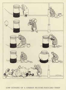 En almindelig postkorttyv er lavt snu af William Heath Robinson
