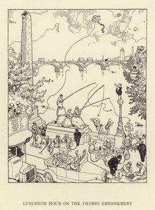 Frokosttime på Themsen Embankment af William Heath Robinson