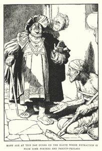 Mange er på denne dag hertuger på jorden, hvis udvinding er fra nogle portører og benådningshandlere (litho) af William Heath Robinson