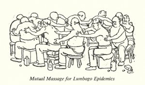 Gensidig massage til Lumbago-epidemier (litho) af William Heath Robinson