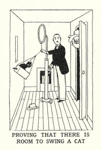 Beviser, at der er plads til at svinge en kat (litho) af William Heath Robinson