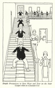 Simple forholdsregler for at spare slitage på trappetæppet, når det er i konstant brug (litho) af William Heath Robinson
