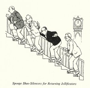 Svampesko-lyddæmpere til tilbagevendende jollificatorer (litho) af William Heath Robinson