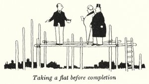 At tage en lejlighed før færdiggørelse (litho) af William Heath Robinson