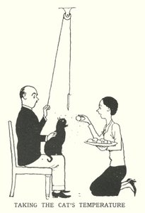 Tager kattens temperatur (litho) af William Heath Robinson