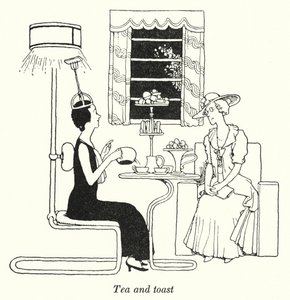 Te og toast (litho) af William Heath Robinson