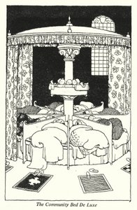 Fællessengen De Luxe (litho) af William Heath Robinson
