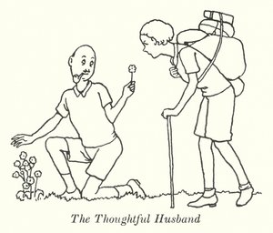 Den eftertænksomme ægtemand (litho) af William Heath Robinson