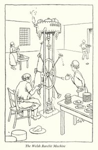 The Welsh Rarebit Machine (litho) af William Heath Robinson