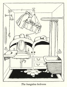 Bungalow soveværelset (litho) af William Heath Robinson
