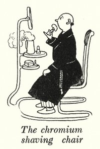 Den krom barberstol (litho) af William Heath Robinson