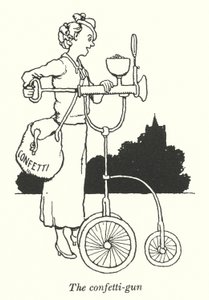 Konfettipistolen (litho) af William Heath Robinson