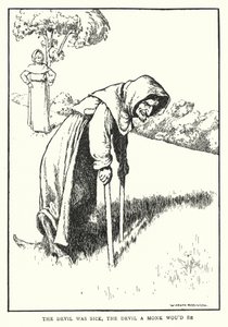 Djævelen var syg, djævelen en munk ville være (litho) af William Heath Robinson