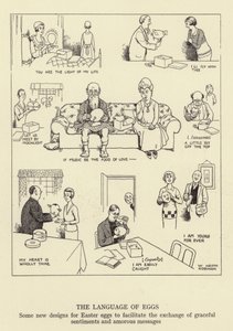 Æggenes sprog, nogle nye designs til påskeæg for at lette udvekslingen af yndefulde følelser og amorøse beskeder af William Heath Robinson