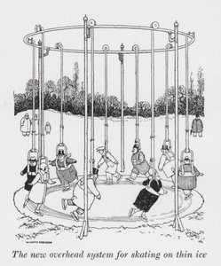Det nye overheadsystem til skøjteløb på tynd is (litho) af William Heath Robinson