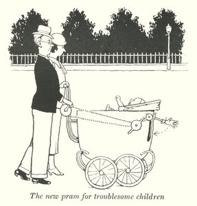 Den nye barnevogn til besværlige børn (litho) af William Heath Robinson