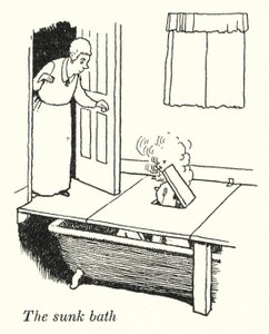 Det nedsænkede bad (litho) af William Heath Robinson