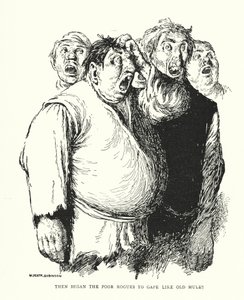 Så begyndte de stakkels slyngler at gabe som gamle muldyr (litho) af William Heath Robinson