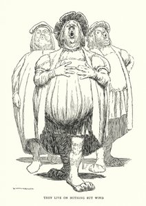 De lever af intet andet end vind (litho) af William Heath Robinson