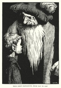 Således voksede Pantagruel fra dag til dag (litho) af William Heath Robinson