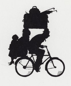 Ture med familien på cykel (litho) af William Heath Robinson