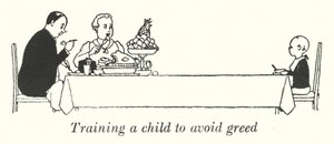 Træning af et barn til at undgå grådighed (litho) af William Heath Robinson