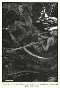 Da mine herrer, djævle havde en mening om at genskabe sig selv på vandet (litho) af William Heath Robinson
