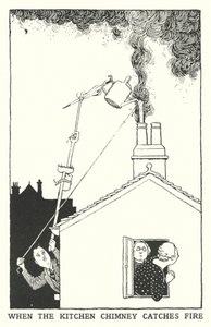 Når køkkenskorstenen antændes (litho) af William Heath Robinson