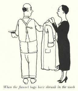 Når flannelposerne er krympet i vask (litho) af William Heath Robinson