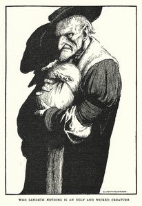 Den, der ikke låner noget, er en grim og ond skabning (litho) af William Heath Robinson