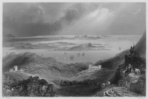 Clifden Castle, Connemara (gravering) af William Henry (after) Bartlett