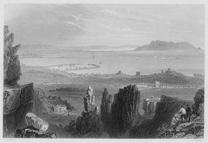 Dublin Bay, fra Kingstown Quarries (gravering) af William Henry (after) Bartlett