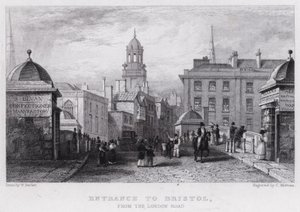Indgangen til Bristol, fra London Road (gravering) af William Henry (after) Bartlett